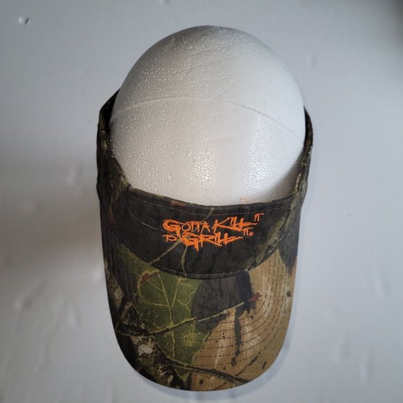 Camo Hat Mens OS Hook & Loop‎ Back Visor "Gotta Kill It To Grill It" - Picture 1 of 8
